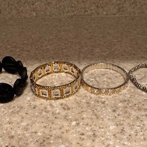 4 Vintage Costume Stretch Bracelets from 1990s- Women Jewelry